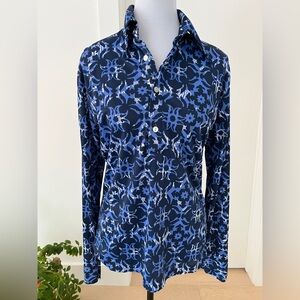 VINTAGE Seaforth Pullover Blouse 100% Arnel Made Canada Dagger Collar Disco 70's